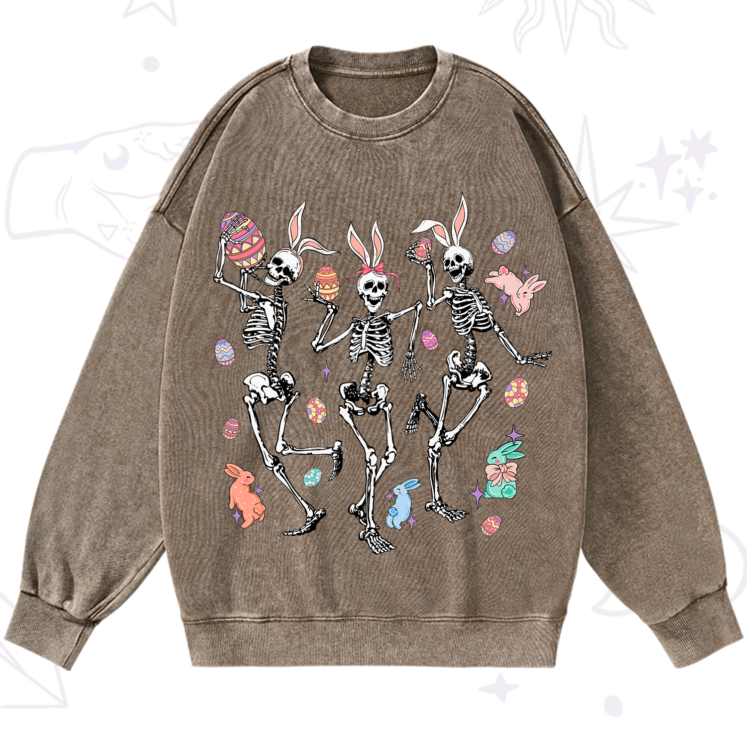 Purplehecate Easter Bunny Skeleton Washed Sweatshirt