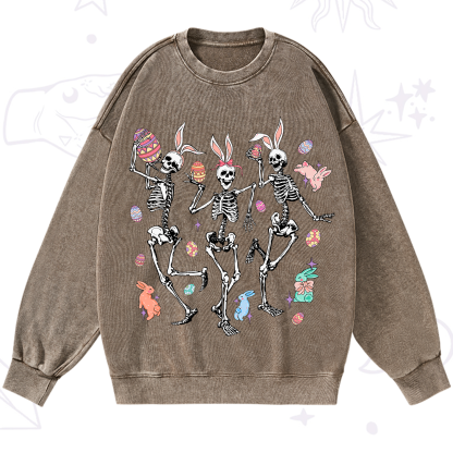 Purplehecate Easter Bunny Skeleton Washed Sweatshirt