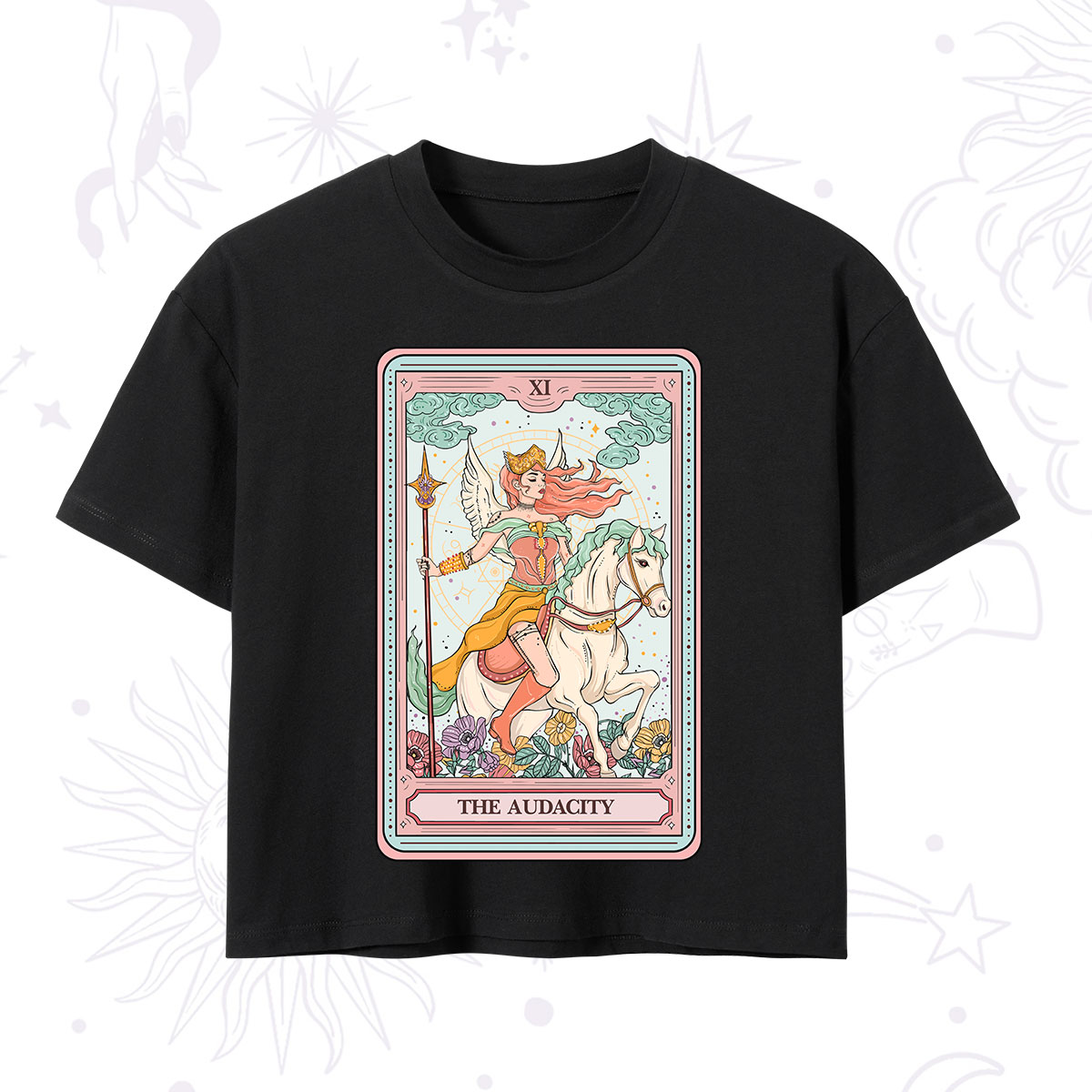 Purplehecate The Audacity Winged Goddess Tarot Card Crop T-Shirt