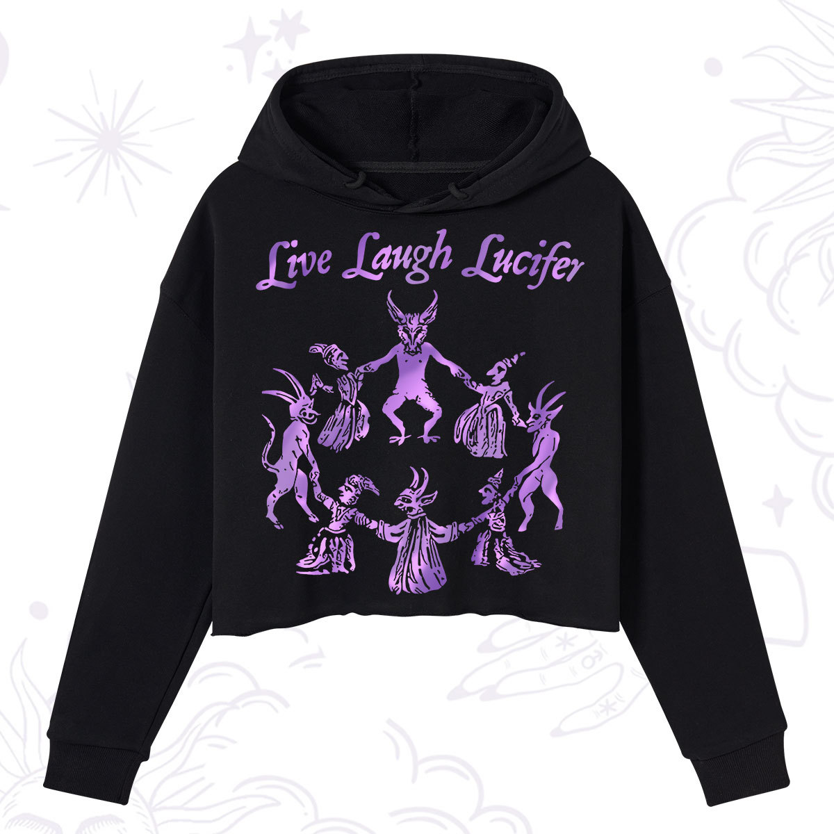 Purplehecate Live Laugh Lucifer Satanic Crop Hoodie