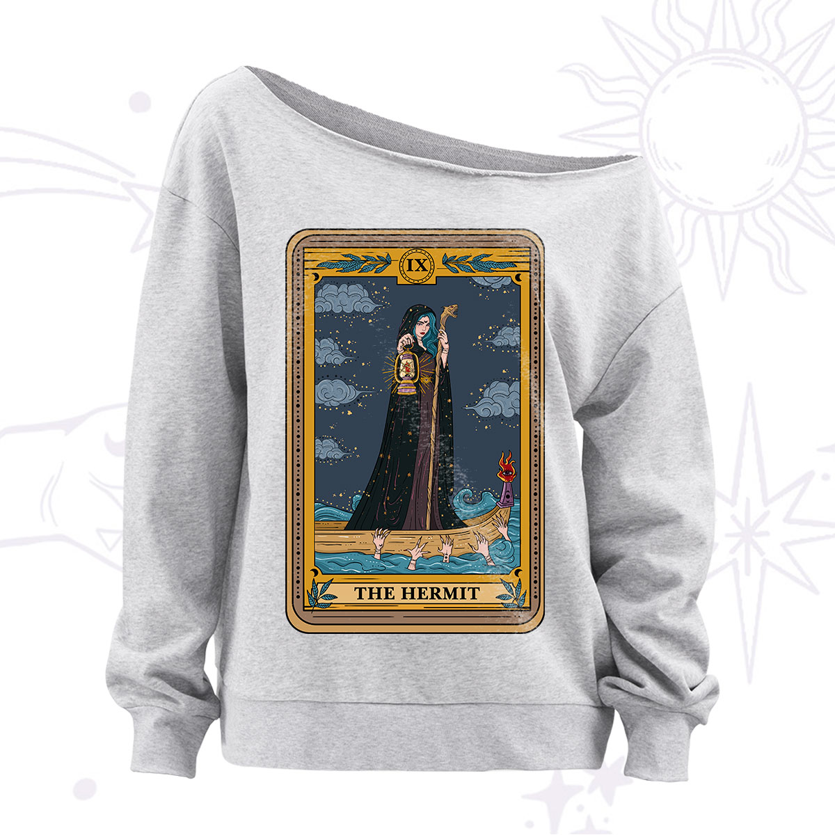 Purplehecate The Hermit Goddess Tarot Off The Shoulder Sweatshirt