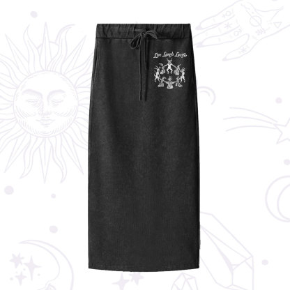 Purplehecate Live Laugh Lucifer Washed Drawstring Long Skirt