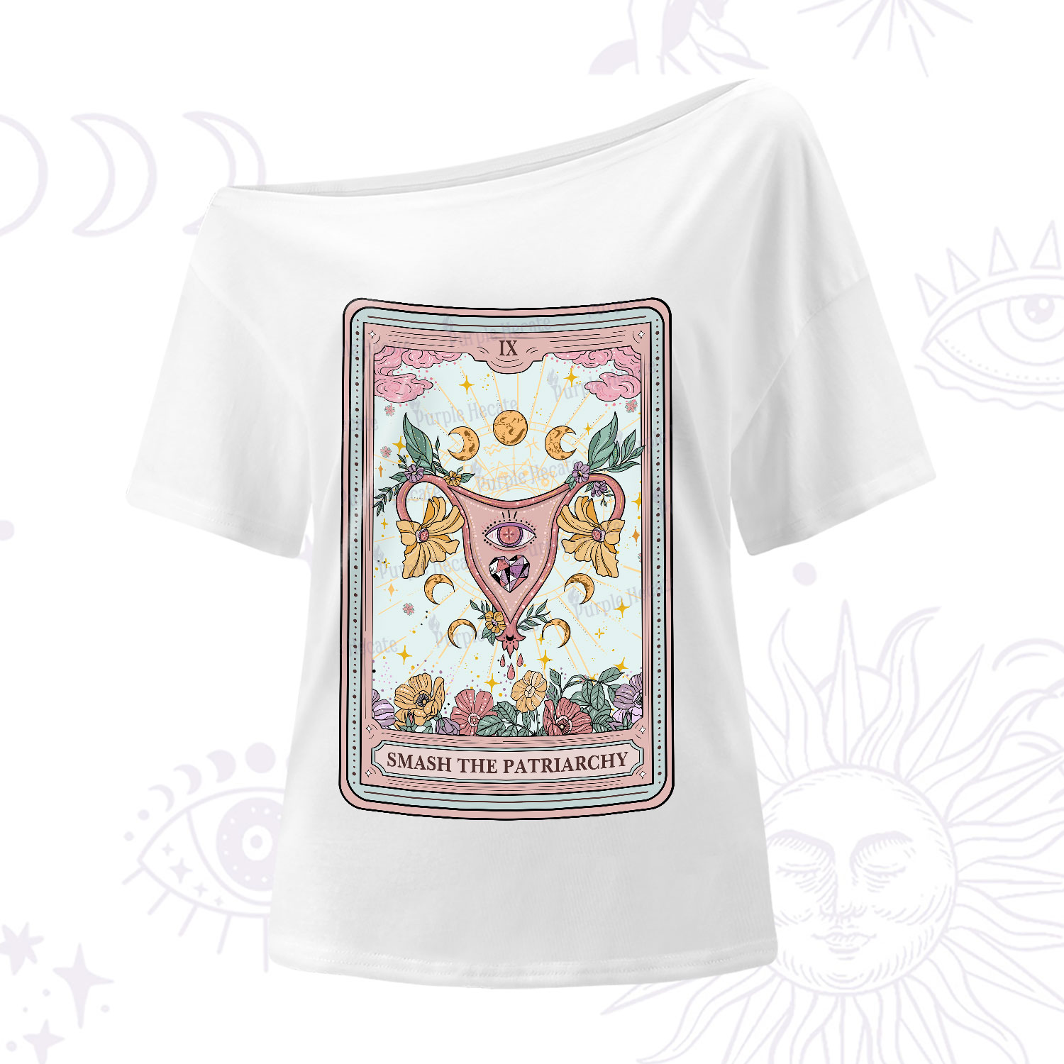 Purplehecate The Smash the Patriarchy Tarot One-Shoulder T-Shirt