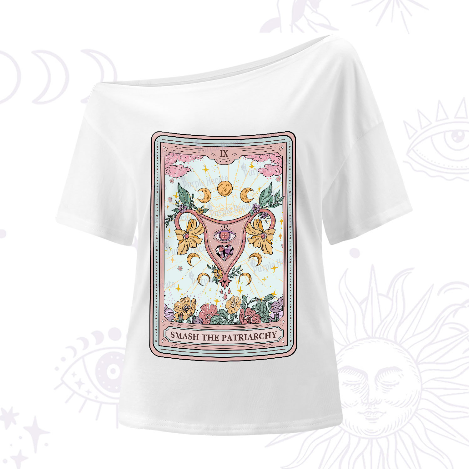 Purplehecate The Smash the Patriarchy Tarot One-Shoulder T-Shirt