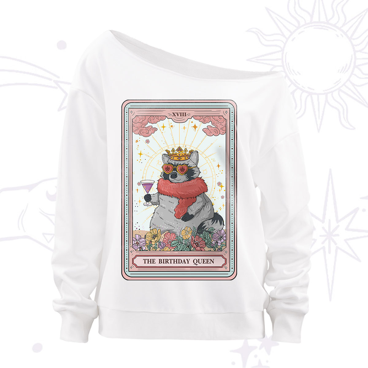 Purplehecate The Birthday Queen Tarot Off The Shoulder Sweatshirt