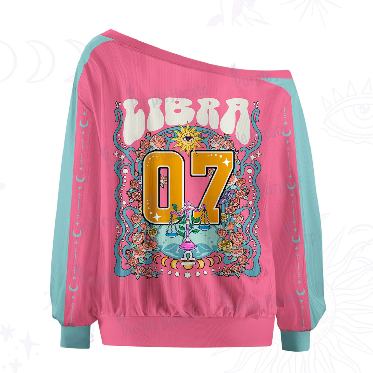 Purplehecate Libra Spirit Zodiac Off The Shoulder Graphic Jersey