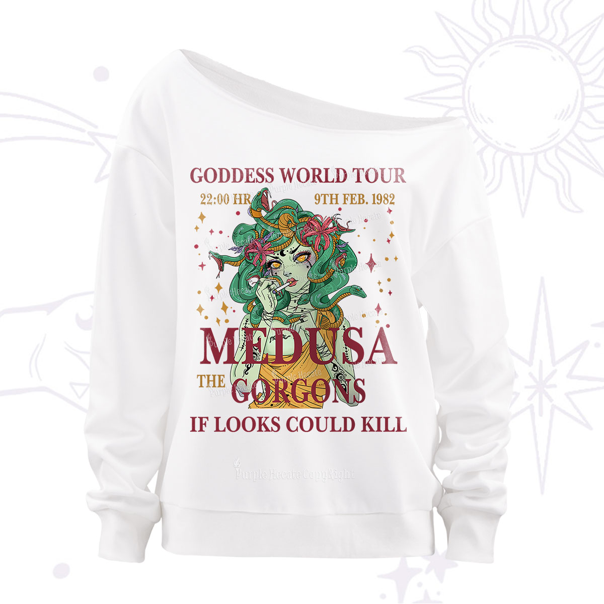 Purplehecate Medusa The Gorgons Off The Shoulder Sweatshirt