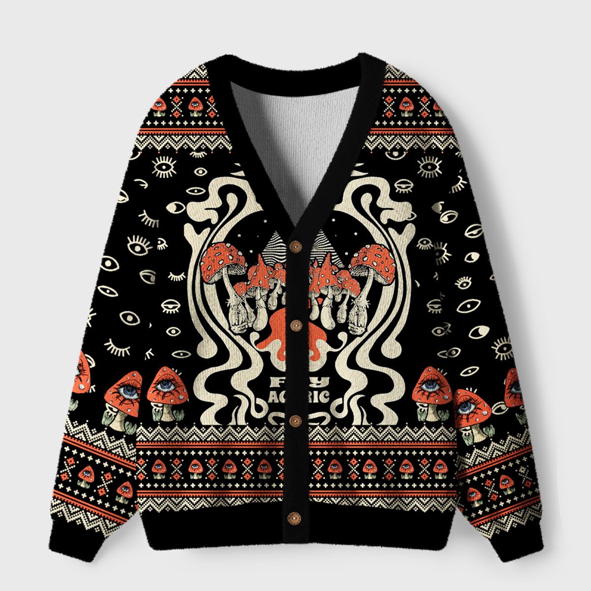 Purplehecate Fly Agaric Mushroom Ugly Cardigan Sweaters