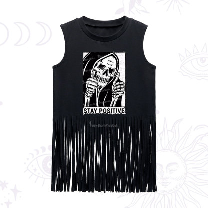 Purplehecate Stay Positive Fringe Tank Top