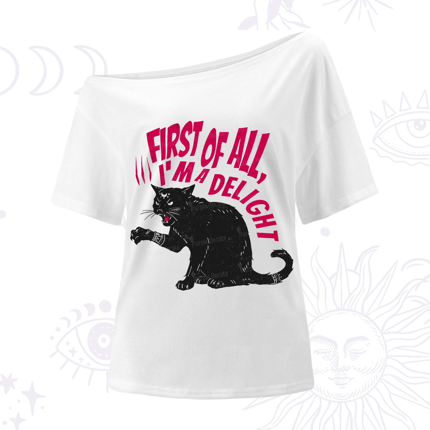 Purplehecate First Of All I'm A Delight Cat One Shoulder T-Shirt