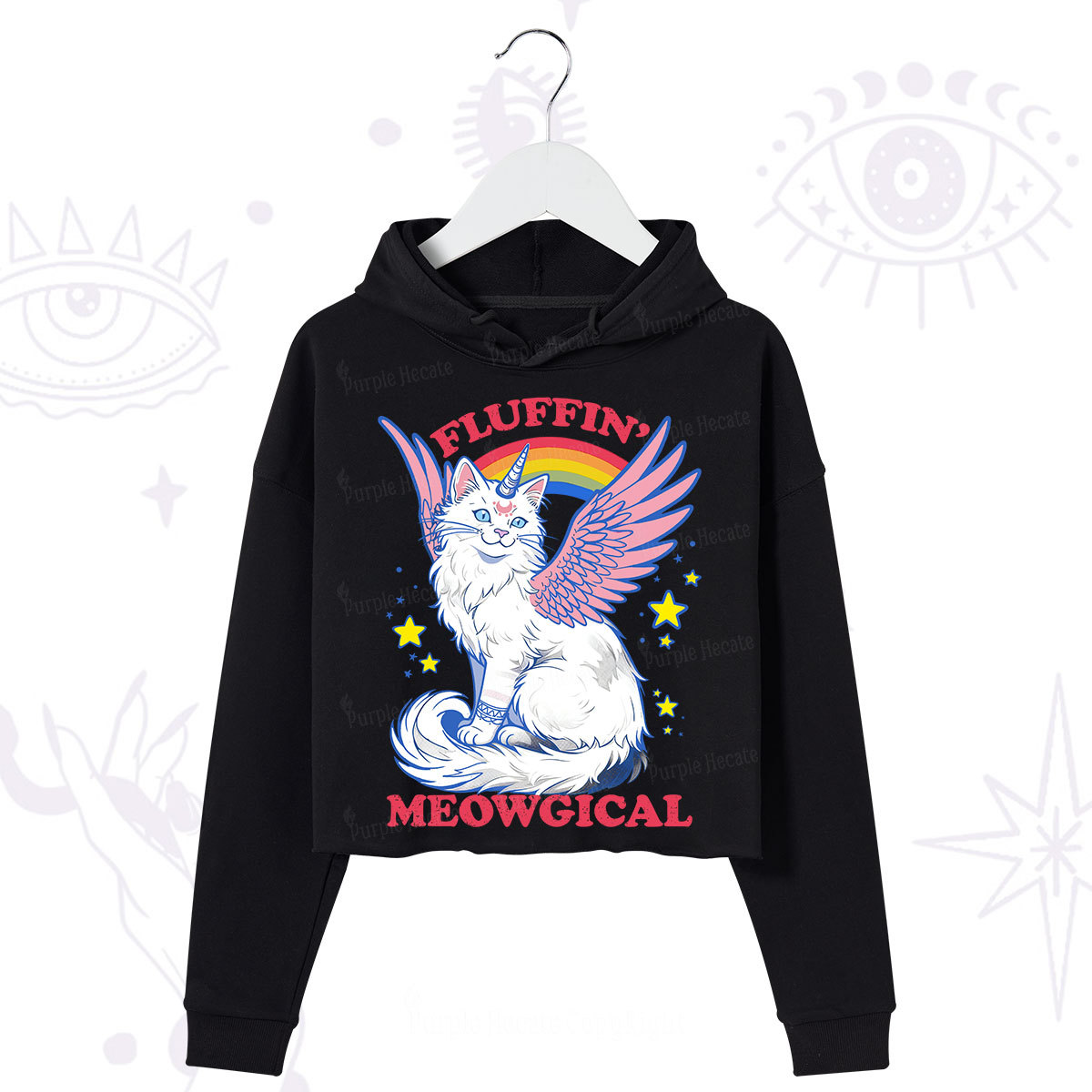 Purplehecate Fluffin Meowgical Crop Hoodie