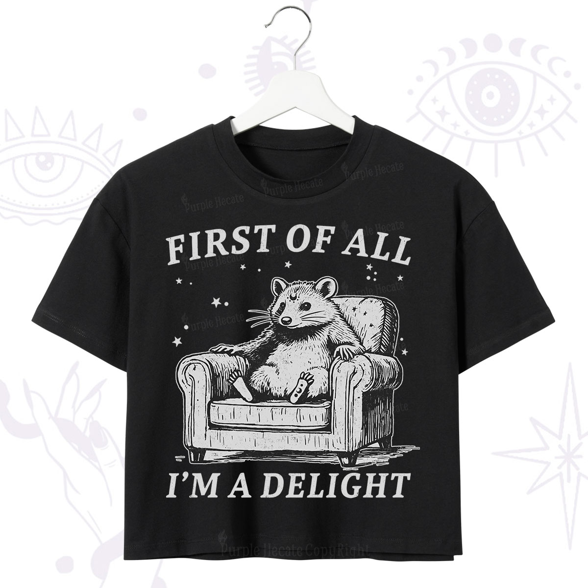 Purplehecate First Of All I'm A Delight Opossum Crop T-Shirt