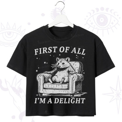Purplehecate First Of All I'm A Delight Opossum Crop T-Shirt