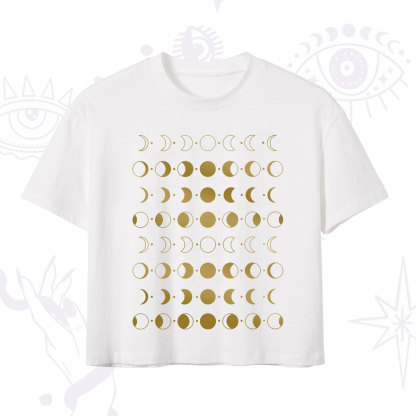 Purplehecate Phases Of Moon Crop T-Shirt