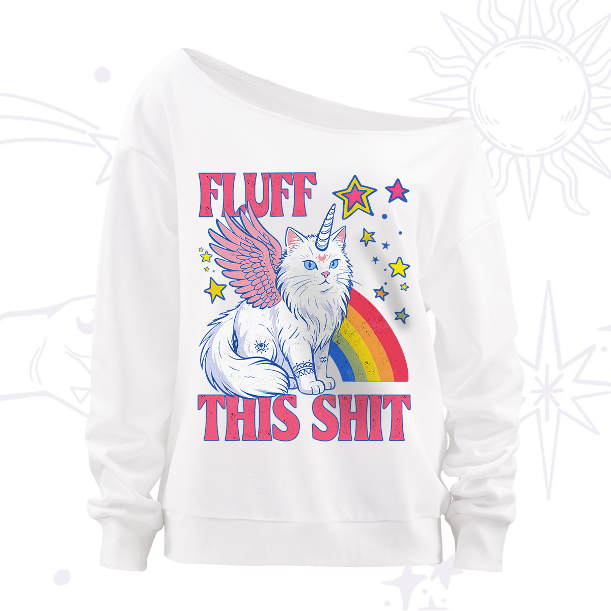Purplehecate Fluff This Sh*t Cat Off The Shoulder Sweatshirt