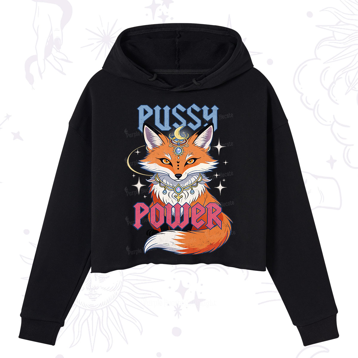 Purplehecate Pussy Power Crop Hoodie