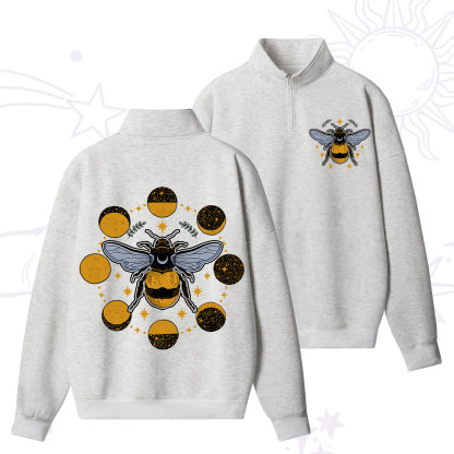 Purplehecate Phases of the Moon Bee Zip Fleece Sweatshirt