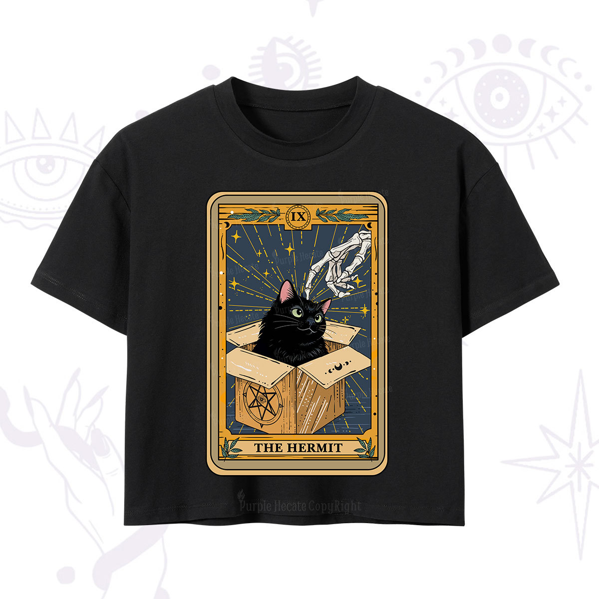 Purplehecate The Hermit Cat Tarot Crop T-Shirt