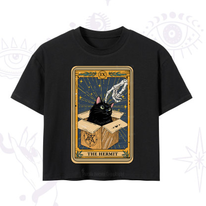 Purplehecate The Hermit Cat Tarot Crop T-Shirt