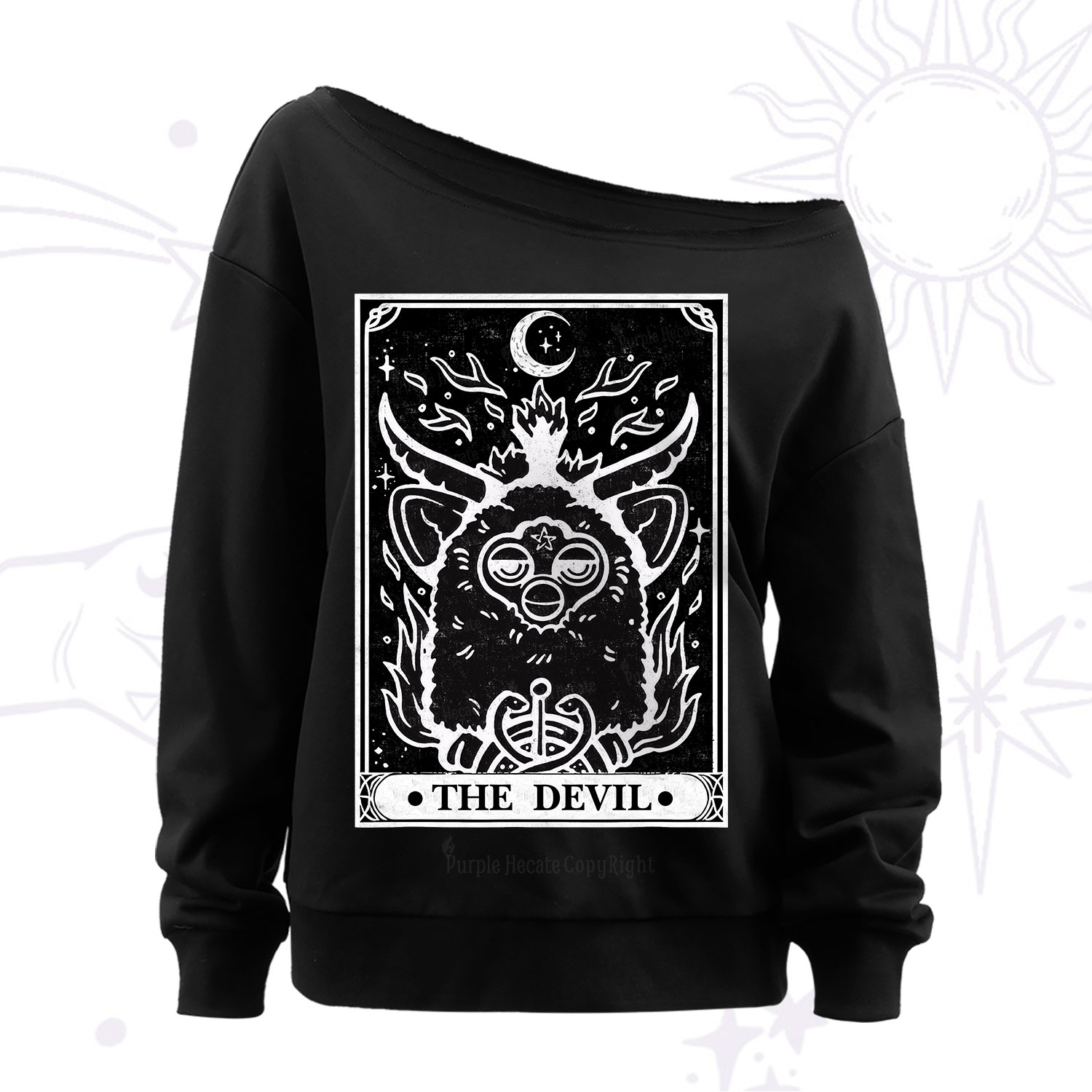 Purplehecate The Devil Tarot Off The Shoulder Sweatshirt