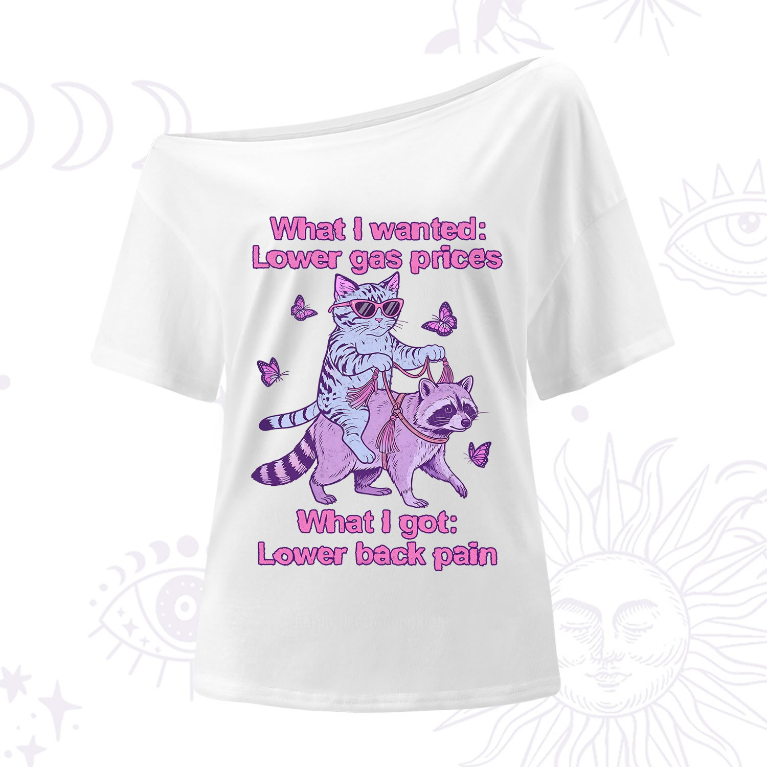 Purplehecate Lower Gas Prices Lower Back Pain Cat One Shoulder T-Shirt