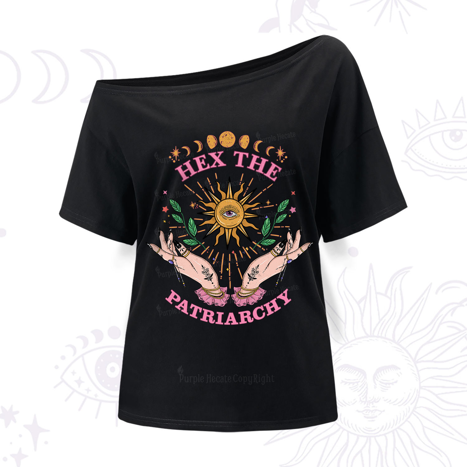 Purplehecate Hex The Patriarchy Witchy One Shoulder T-Shir