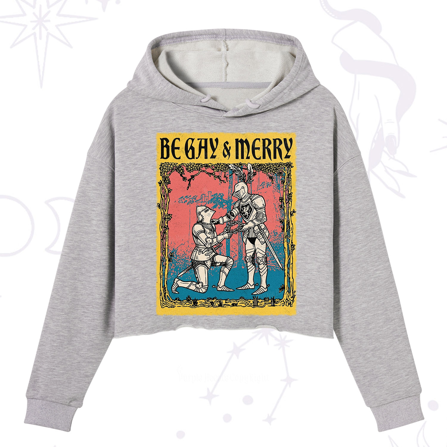 Purplehecate Be Gay Merry Medieval Knights Crop Hoodie