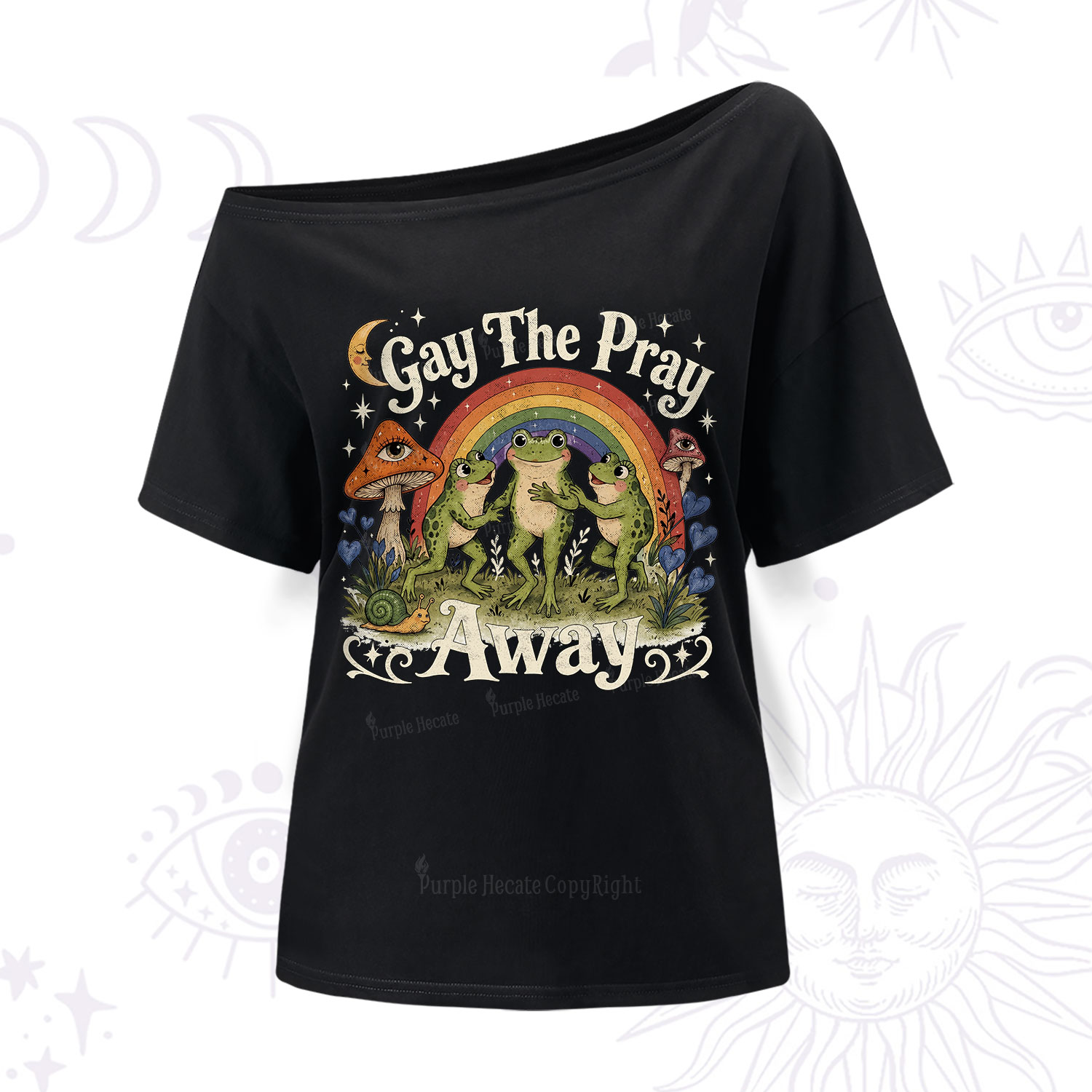 Purplehecate Gay The Pray Away Frog Pride One Shoulder T-Shirt