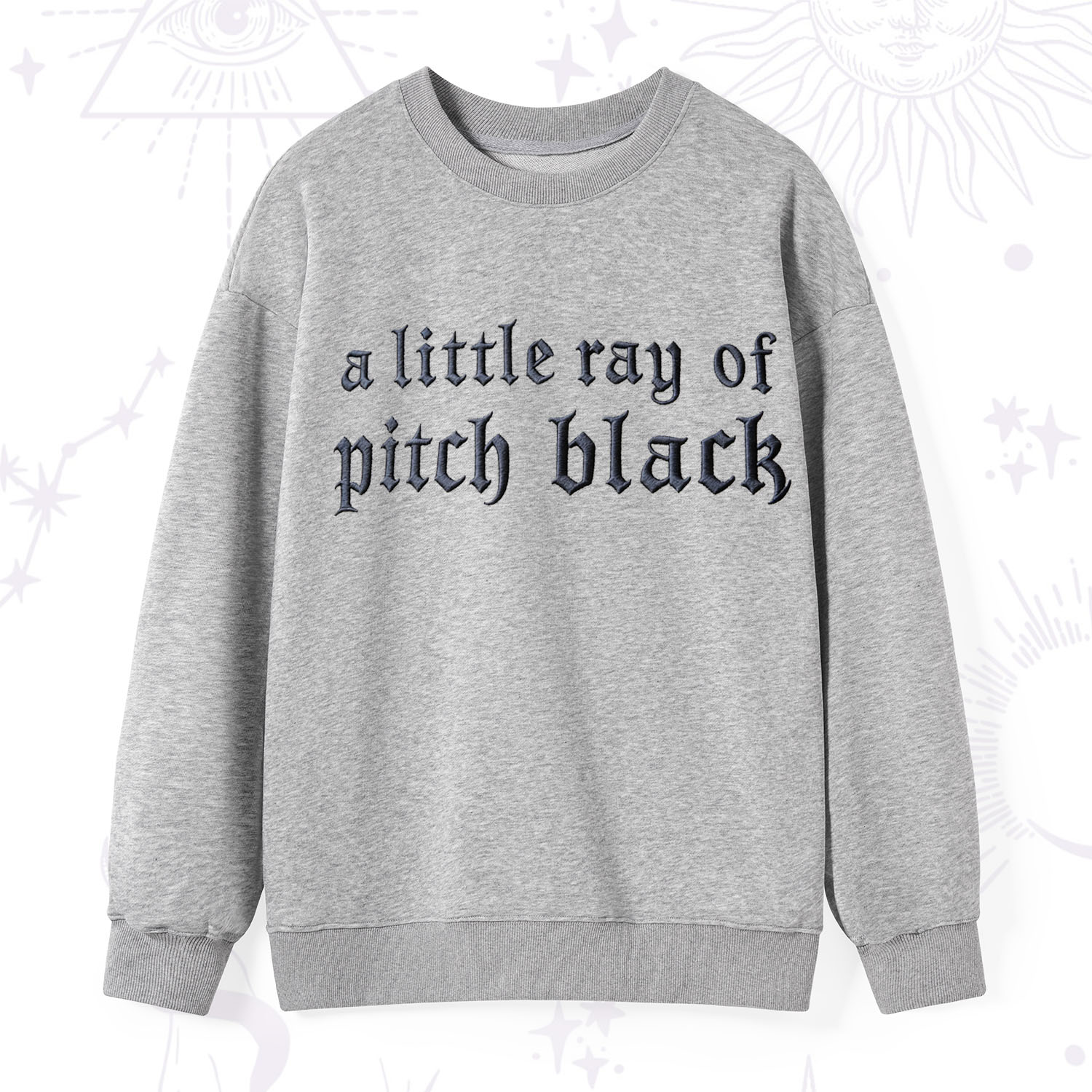 Purplehecate A Little ray of Pitch Black Embroidered Sweatshirt