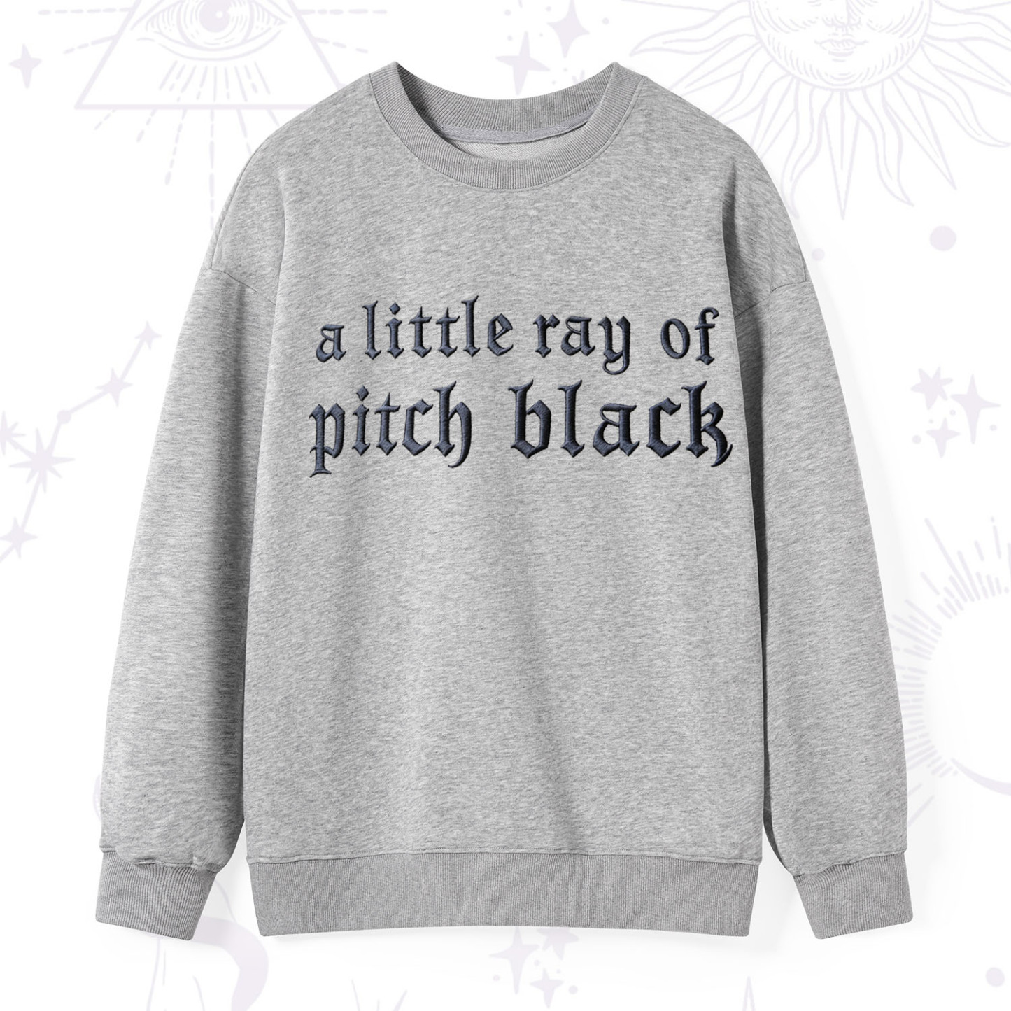 Purplehecate A Little ray of Pitch Black Embroidered Sweatshirt