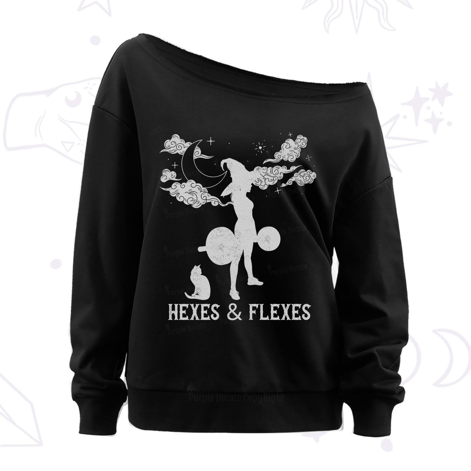 Purplehecate Witchy Workout Off The Shoulder Sweatshirt