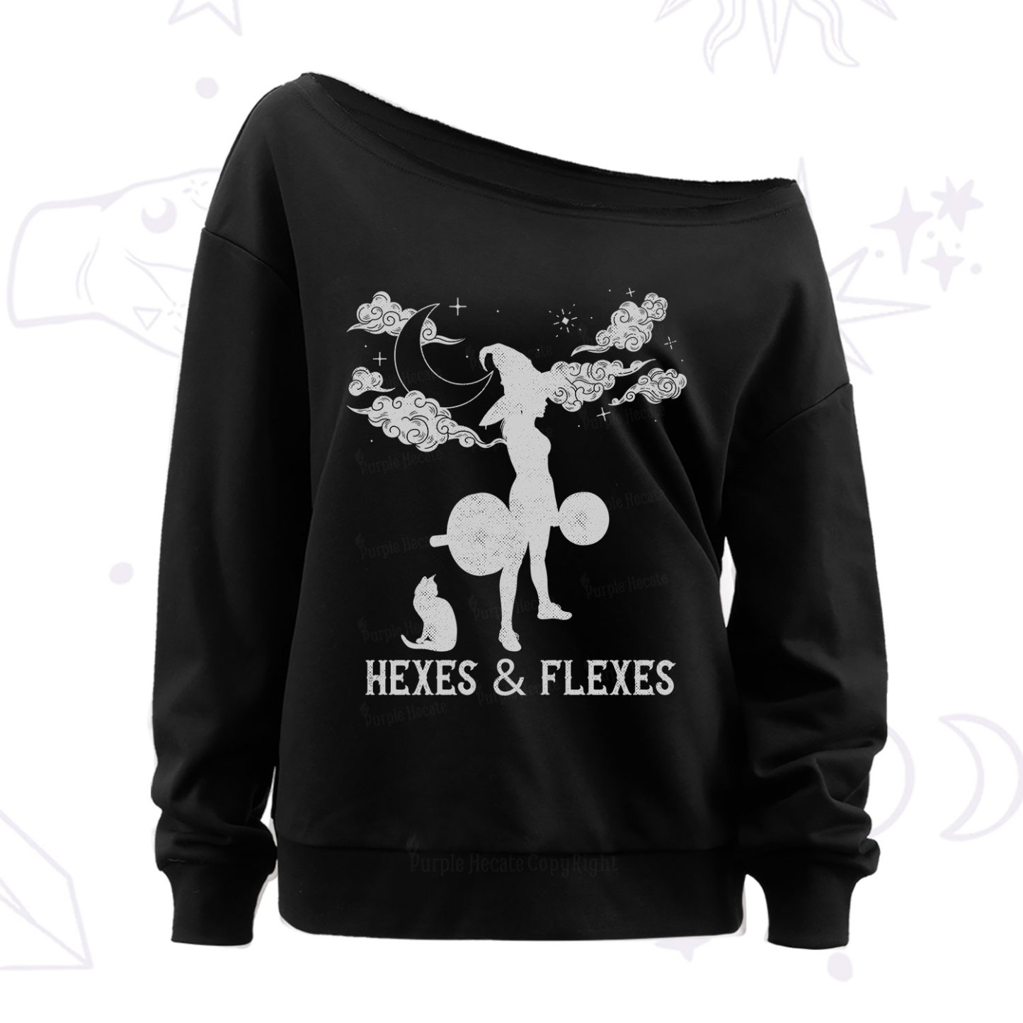 Purplehecate Witchy Workout Off The Shoulder Sweatshirt
