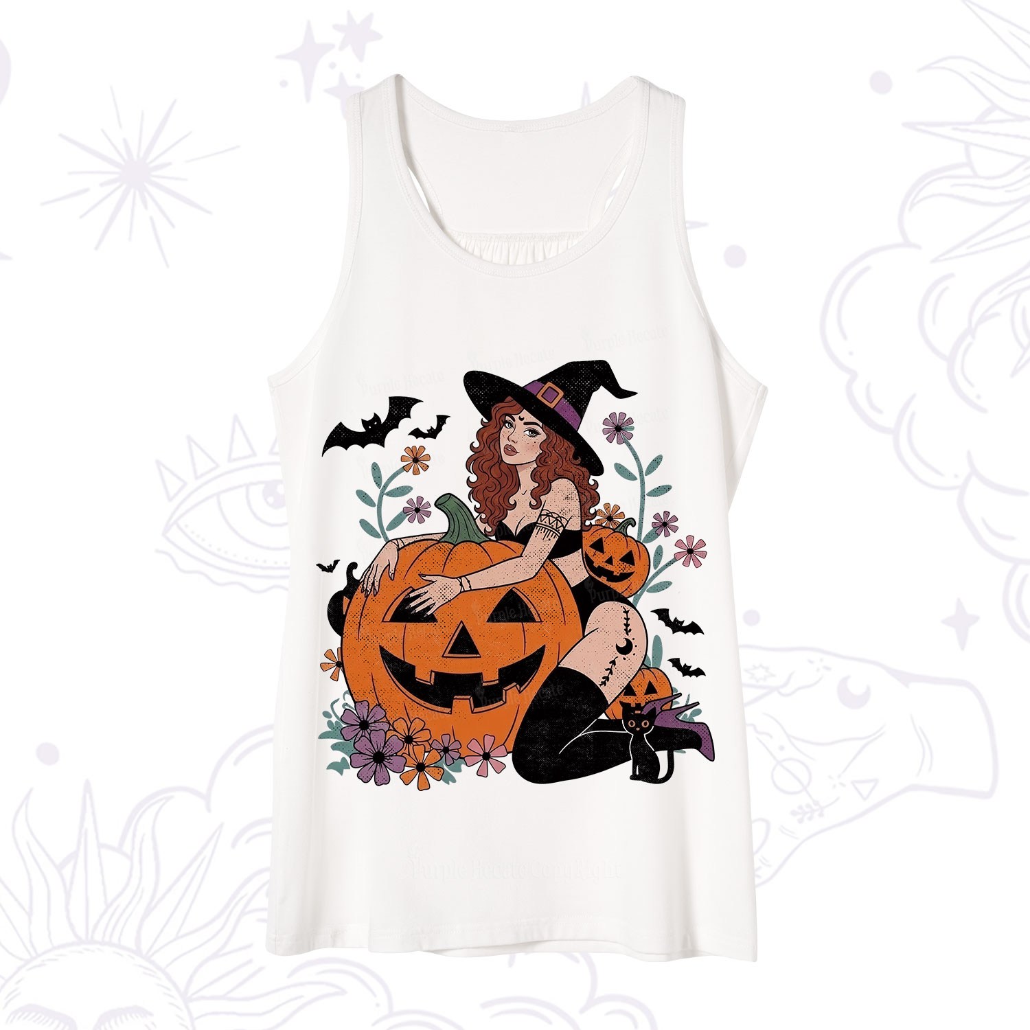 Purplehecate Enchanting Pumpkin Witch Halloween Tank