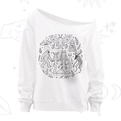 Purplehecate Respect the Locals Cryptid Off The Shoulder Sweatshirt