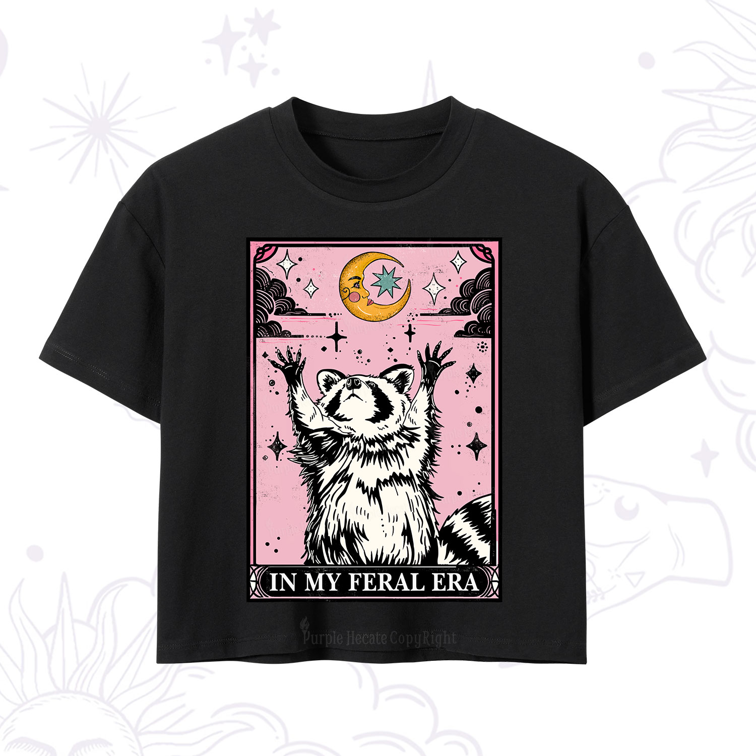 Purplehecate The In My Feral Era Tarot Raccoon Crop T-Shirt