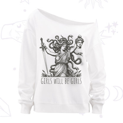 Purplehecate Girls Will Be Girls Medusa Off The Shoulder Sweatshirt