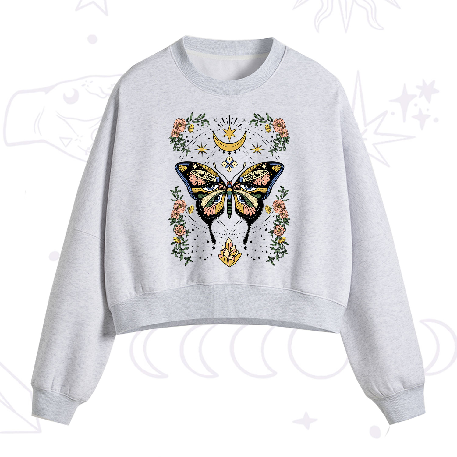 Purplehecate I Am Opening Crop Sweatshirt