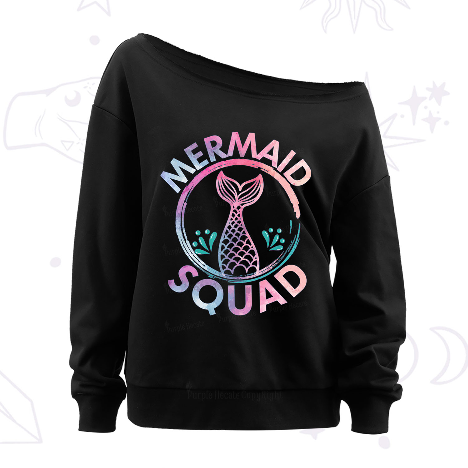 Purplehecate Mermaid Squad Off The Shoulder Sweatshirt