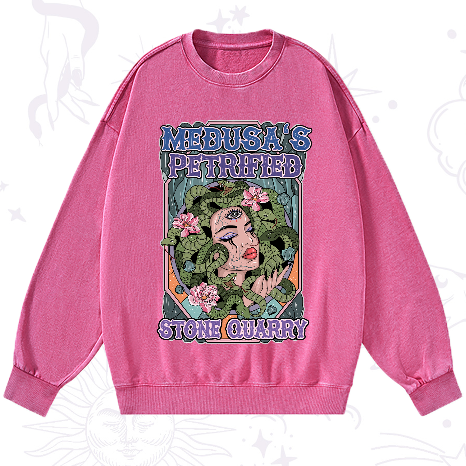 Purplehecate The Gorgon with Snake Hair Medusa Washed Sweatshirt