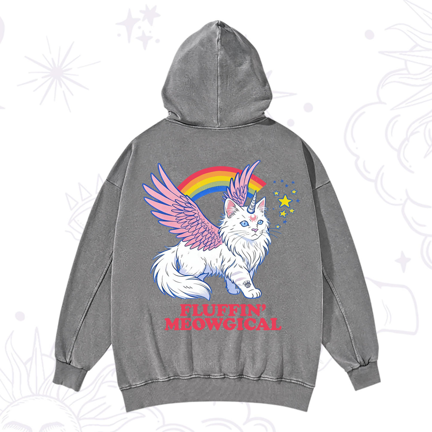 Purplehecate Fluffin Meowgical Washed Hoodie