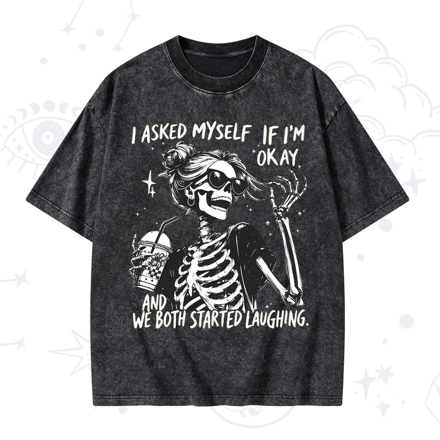 Purplehecate I Asked Myself If I'm Okay Skeleton Washed T-Shirt