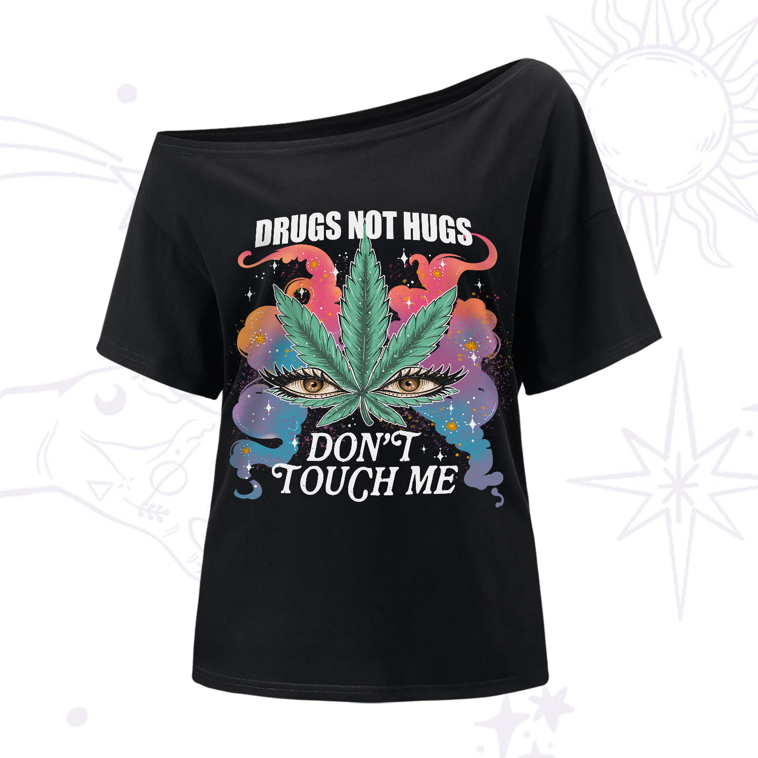Purplehecate Drugs Not Hugs One-Shoulder T-Shirt