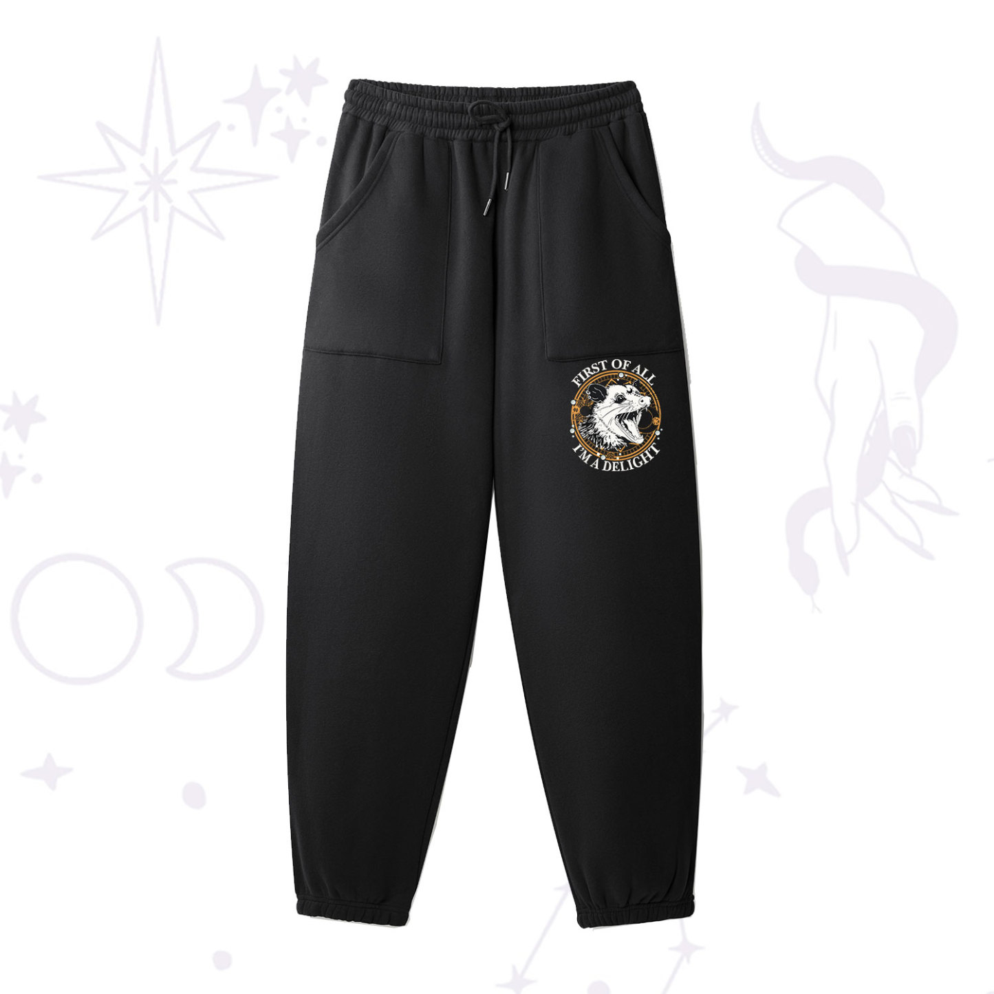 Purplehecate First Of All I'm A Delightful Opossum Fleece Sweatpants
