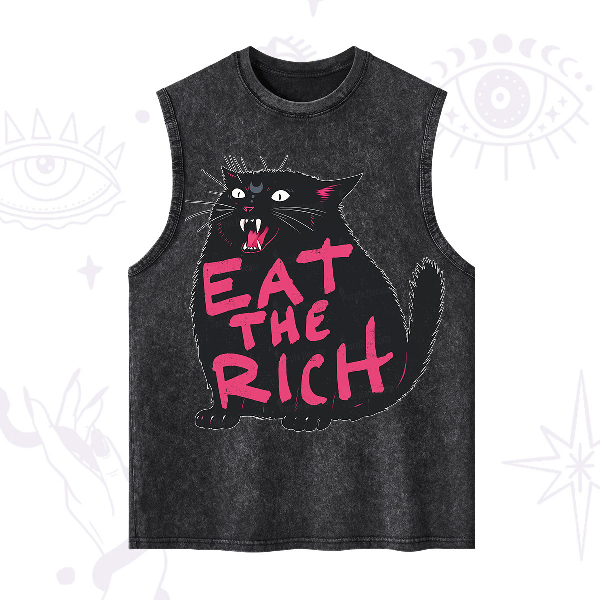 Purplehecate Eat The Rich Cat Washed Tank