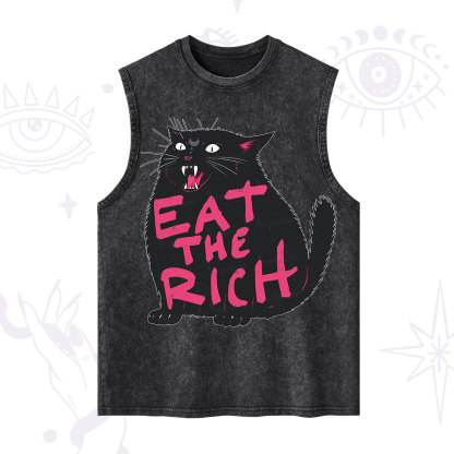 Purplehecate Eat The Rich Cat Washed Tank
