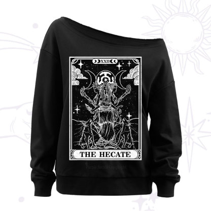 Purplehecate The Dark Moon Goddess Hecate Tarot Off The Shoulder Sweatshirt