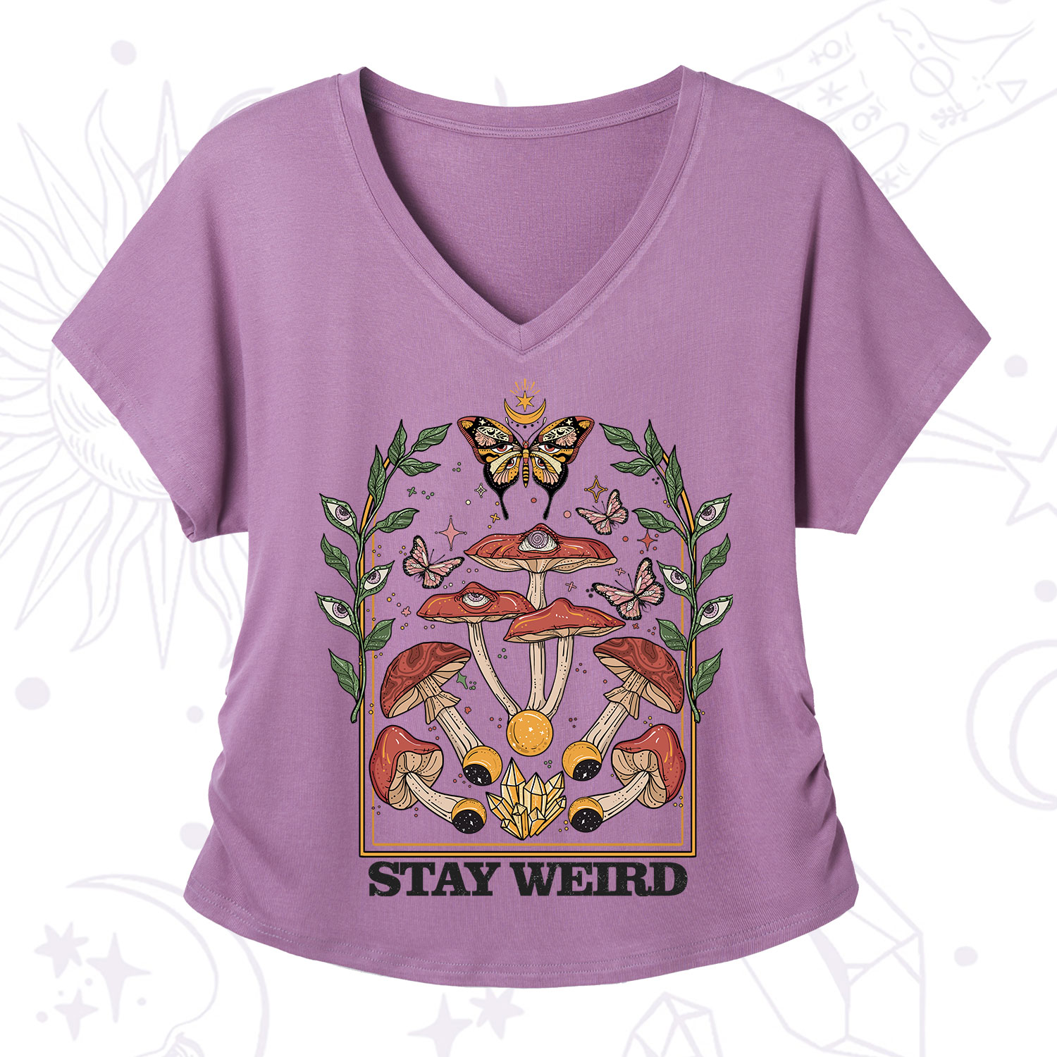 Purplehecate Stay Weird V-Neck T-Shirt
