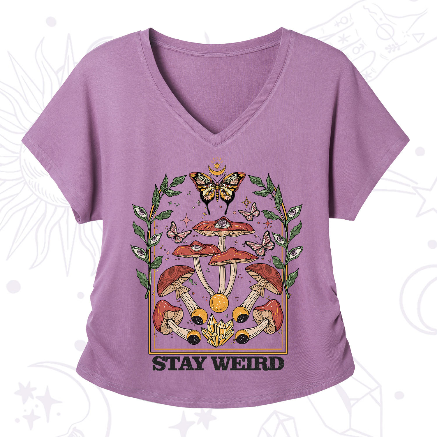Purplehecate Stay Weird V-Neck T-Shirt