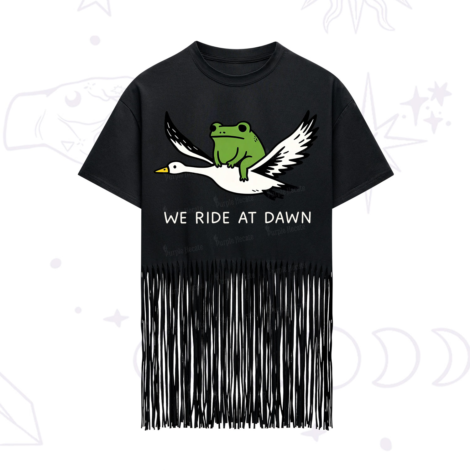 Purplehecate We Ride at Dawn Fringe Hem T-Shirt