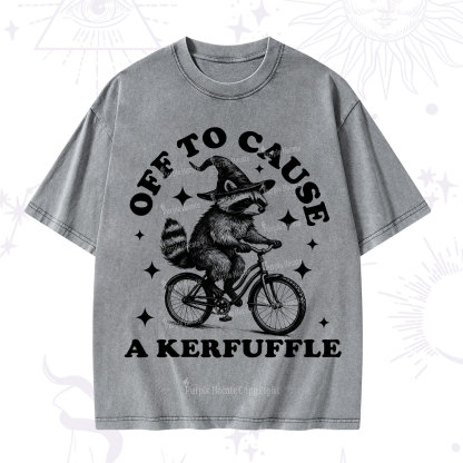 Purplehecate Off to Cause a Kerfuffle Raccoon Washed T-Shirt